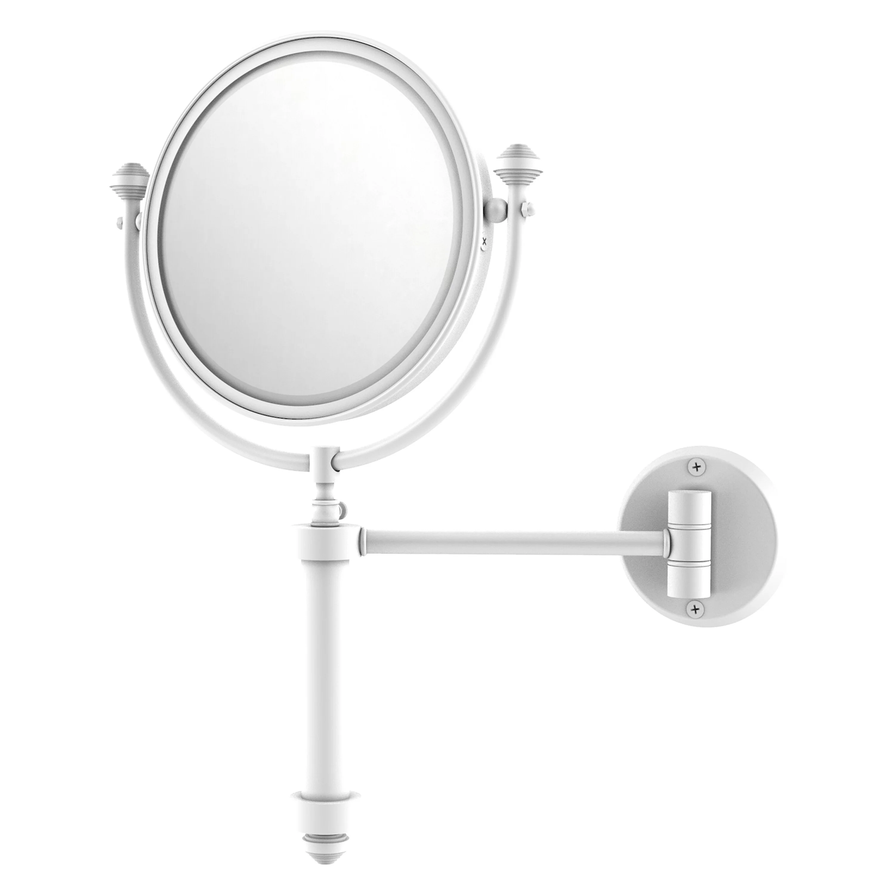 Allied Brass Southbeach 8-in x 16-in Matte White Double-Sided 5x Magnifying Wall-Mounted Vanity Mirror