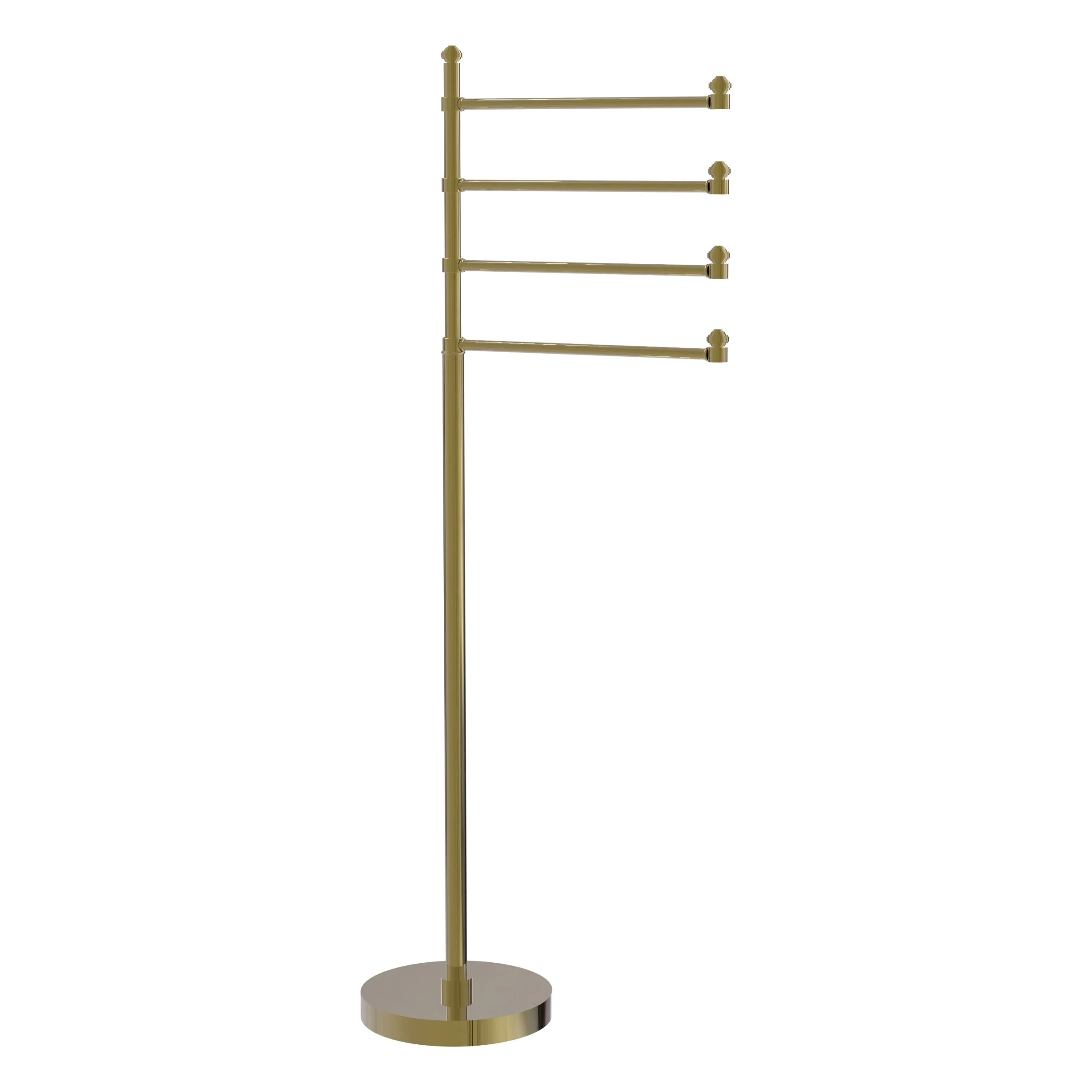 Allied Brass Southbeach Freestanding 4-Pivot Swing Arm Towel Stand, Satin Brass, 49 in H