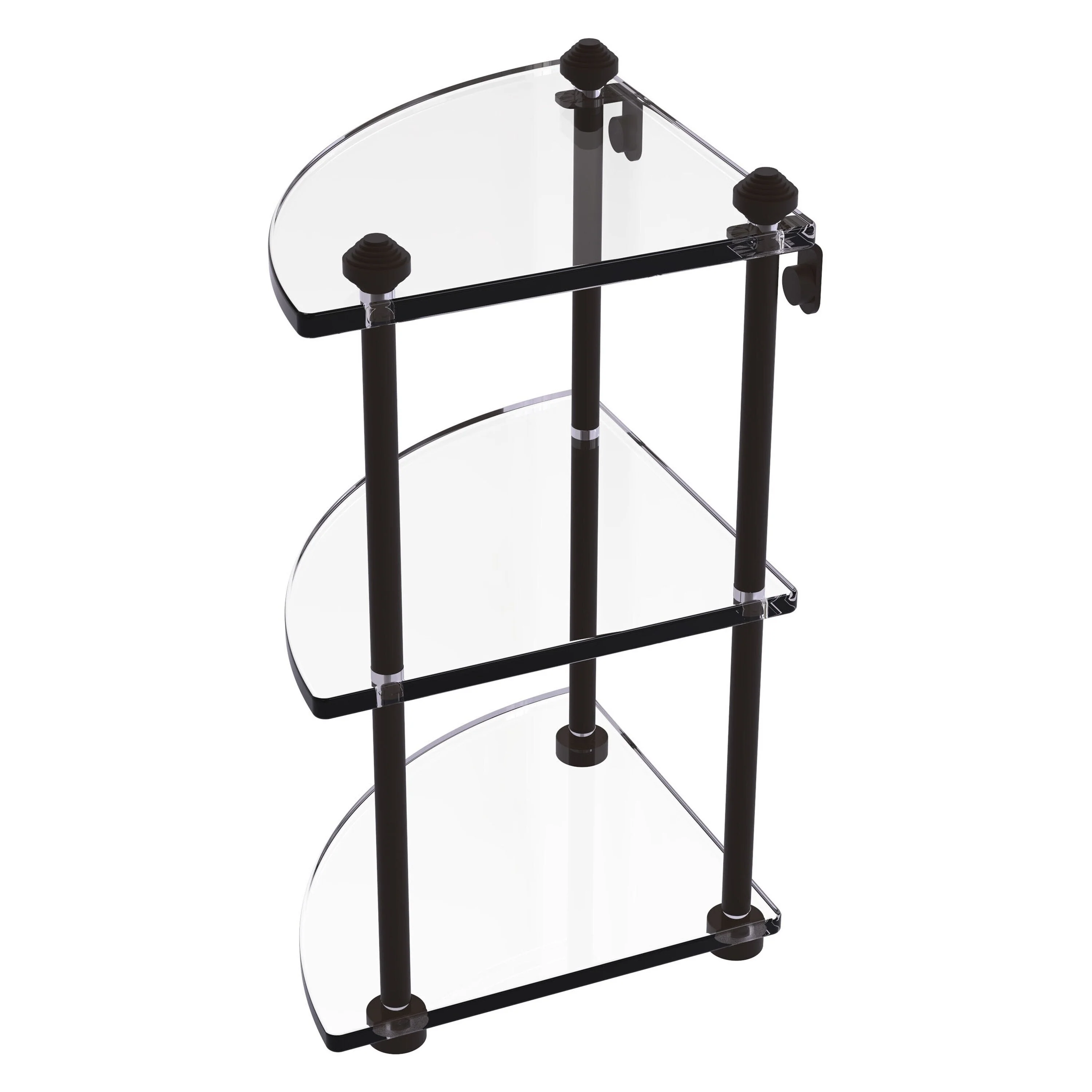 Allied Brass Southbeach Oil-Rubbed Bronze 3-Tier Brass Wall Mount Corner Bathroom Shelf, 8 in x 15 in x 8 in