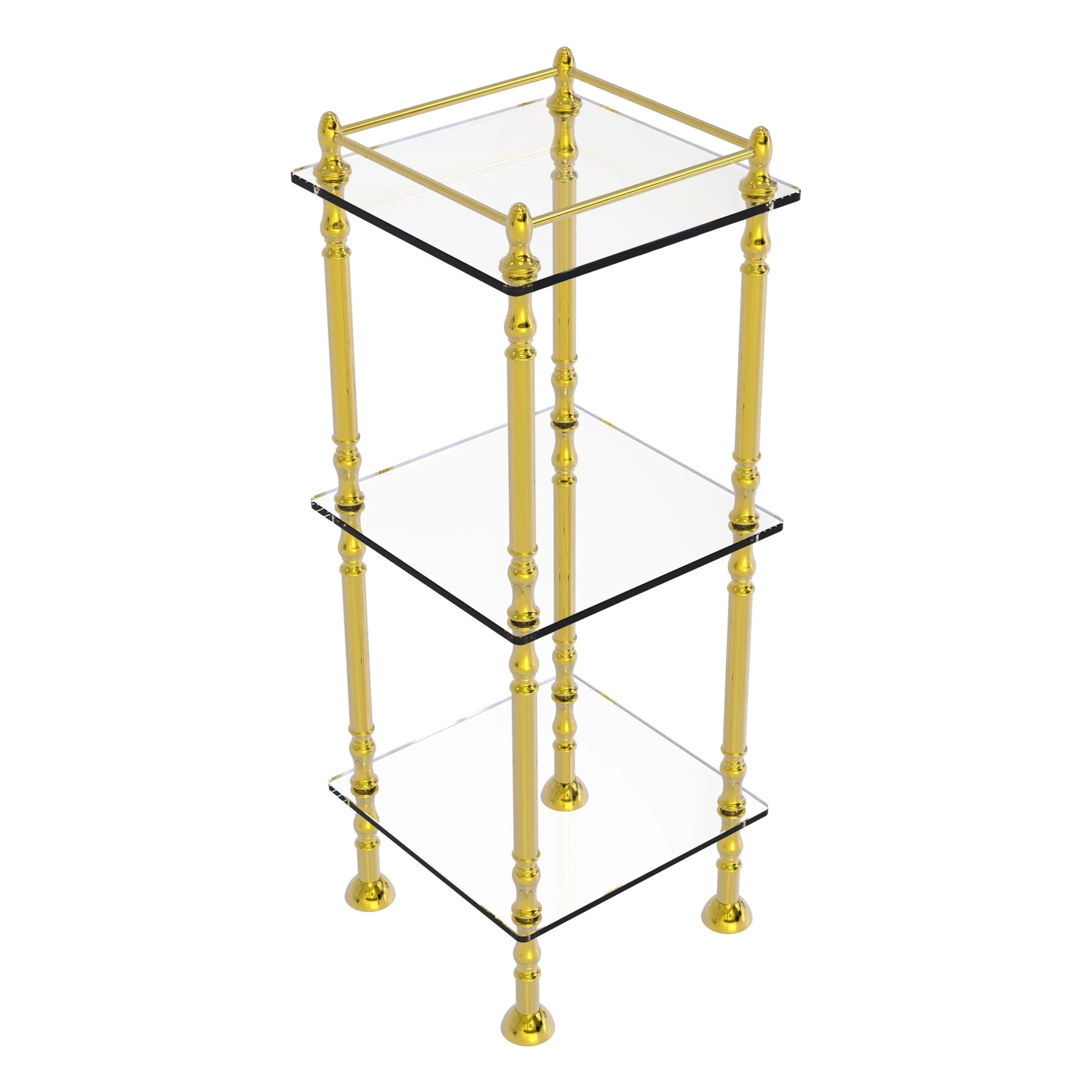 Allied Brass Three Tier Etagere with 14-in x 14-in Shelves in Polished Brass - Image 8