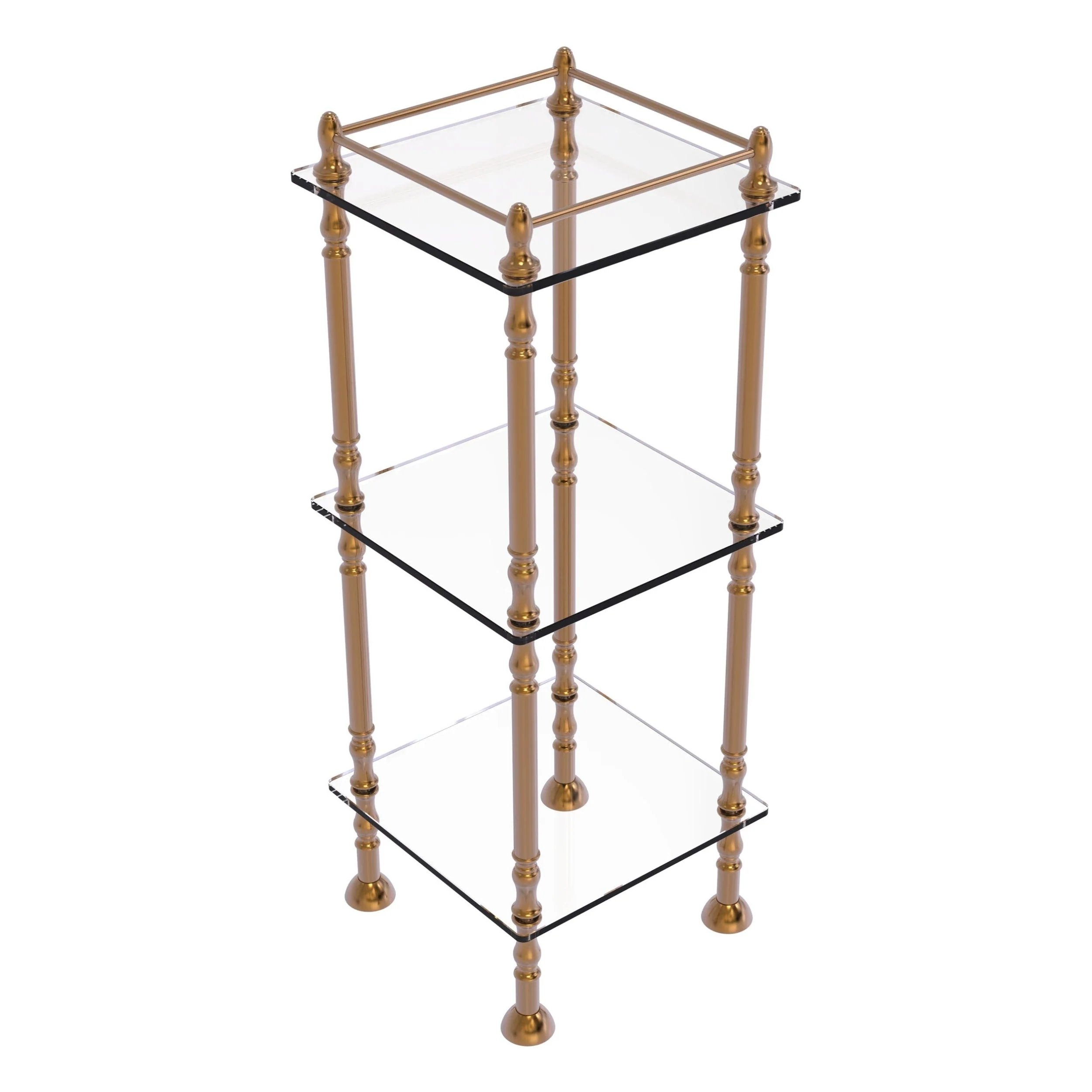 Allied Brass Three Tier Étagère with 14-in x 14-in Shelves in Unlacquered Brass - Image 3
