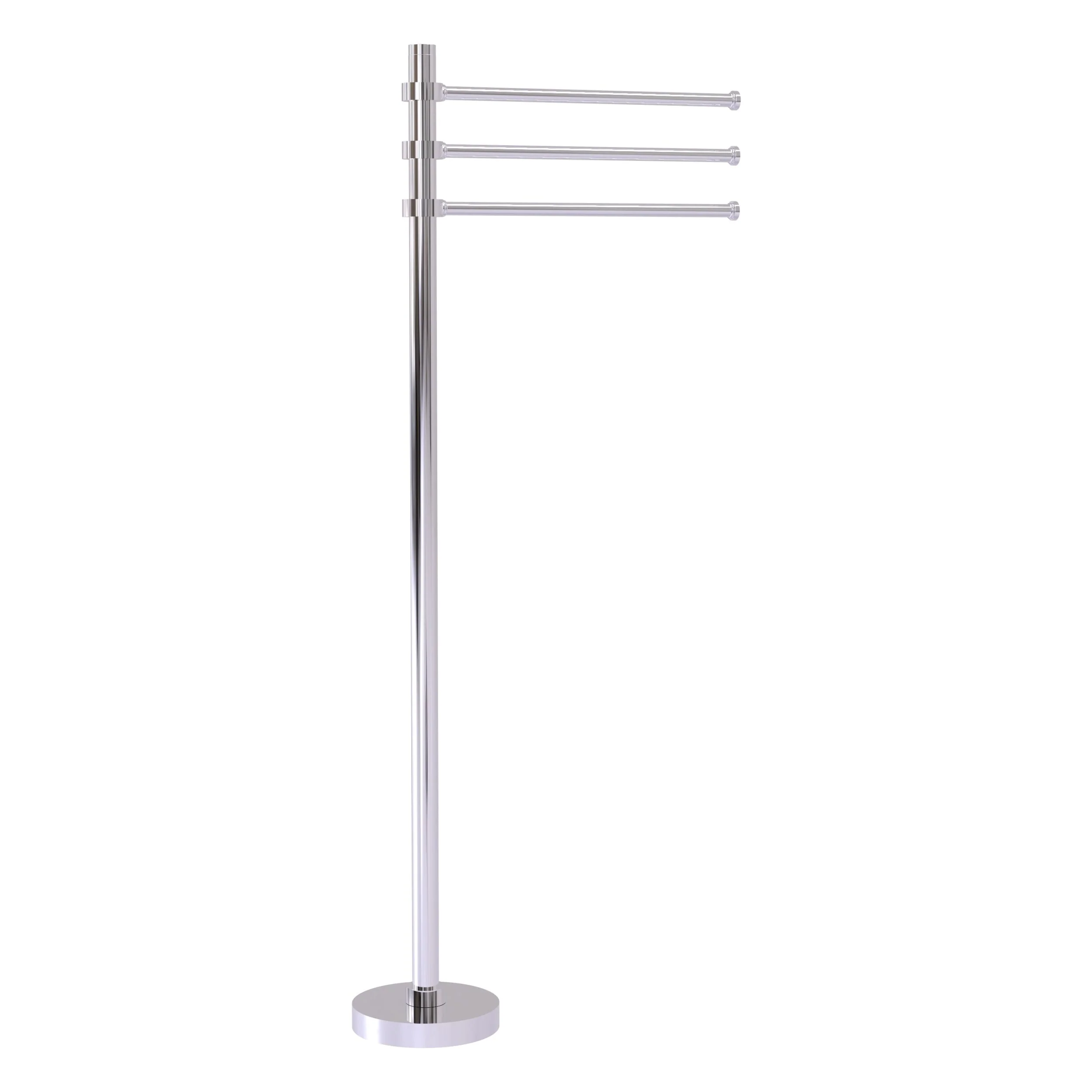 Allied Brass Towel Stand with 3 Pivoting 12-in Arms in Polished Nickel - Image 6