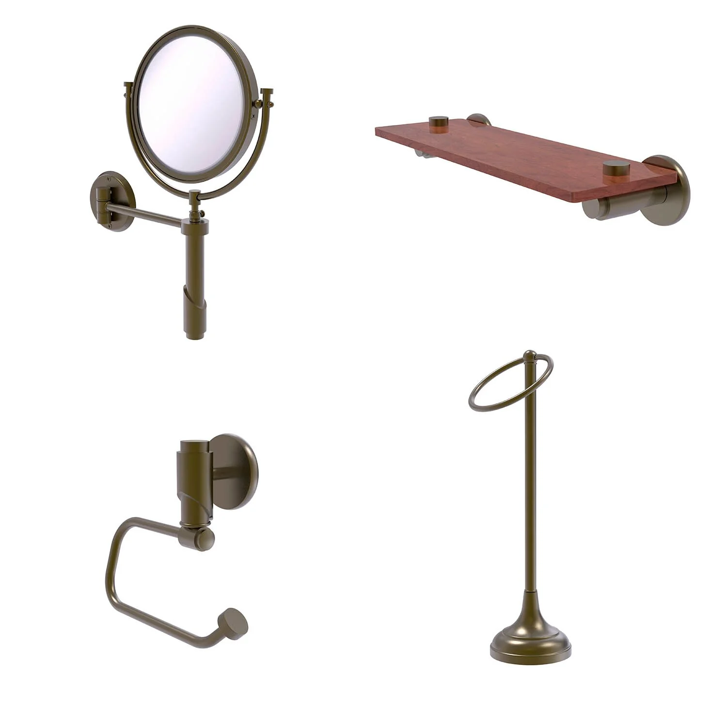 Allied Brass Tribecca 8-in x 15-in Antique Brass Double-Sided Magnifying Wall-Mounted Vanity Mirror - Image 4