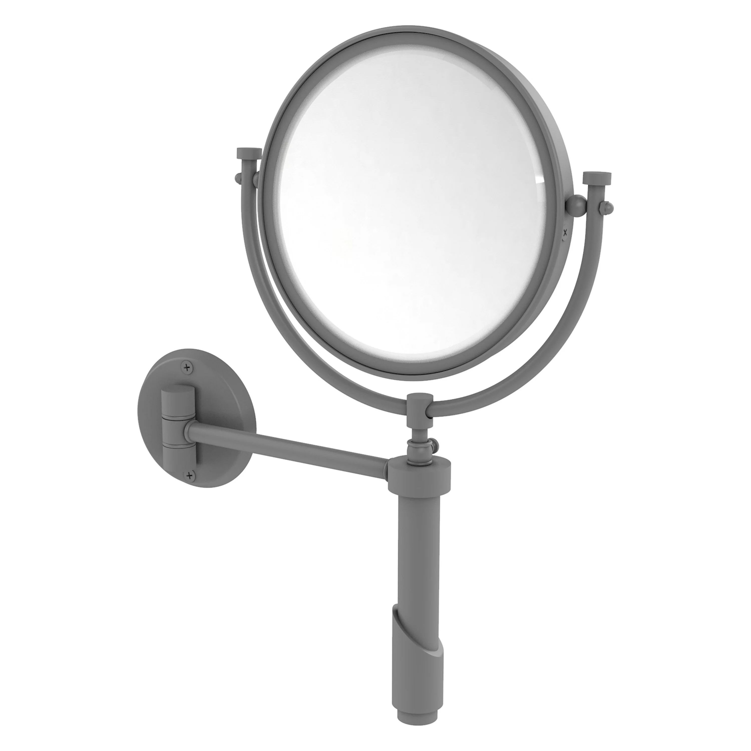 Allied Brass Tribecca 8-in x 15-in Matte Gray Double-Sided 5x Magnifying Wall-Mounted Vanity Mirror