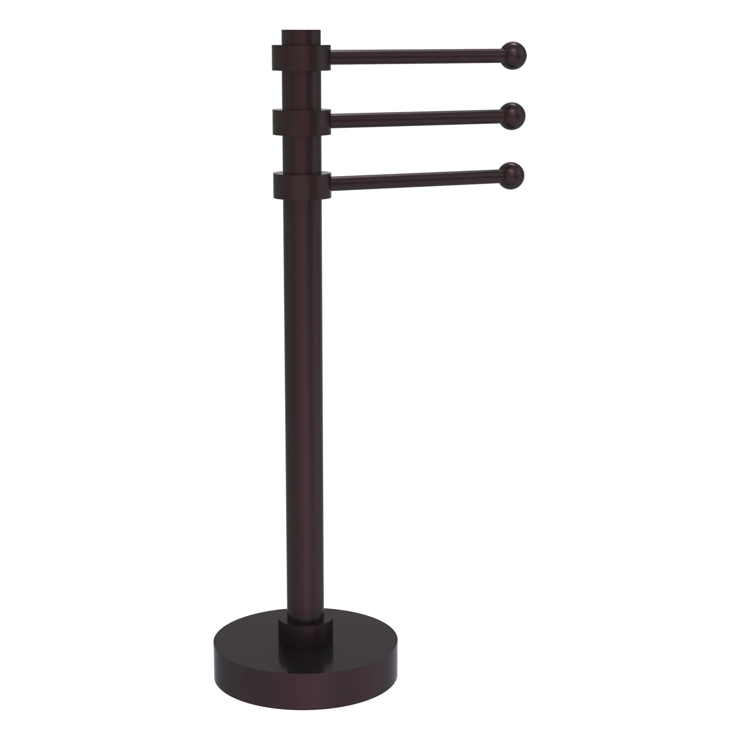 Allied Brass Vanity Top 3 Swing Arm Guest Towel Holder with Groovy Accents in Satin Chrome - Image 2