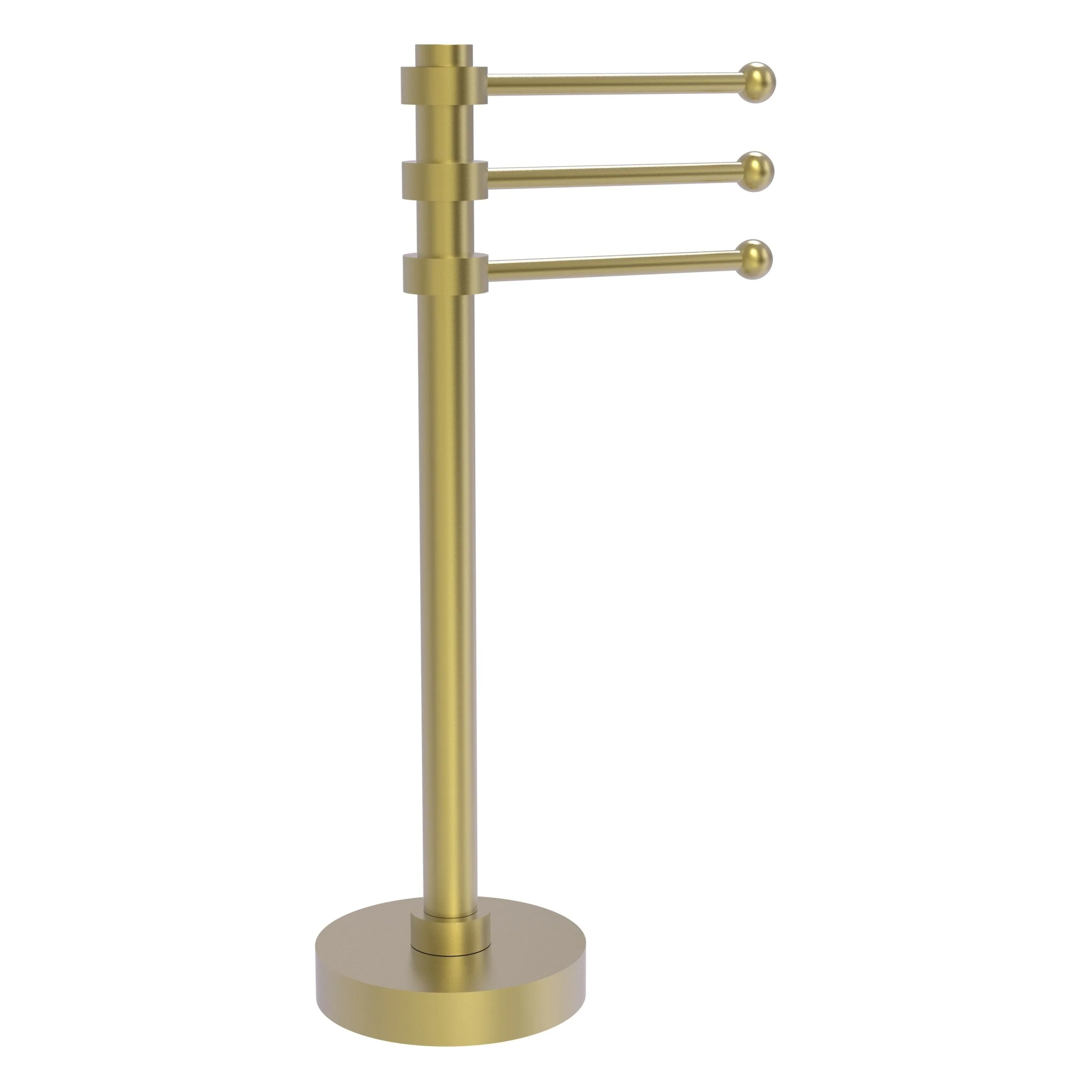 Allied Brass Vanity Top 3 Swing Arm Guest Towel Holder with Twisted Accents in Matte Gray