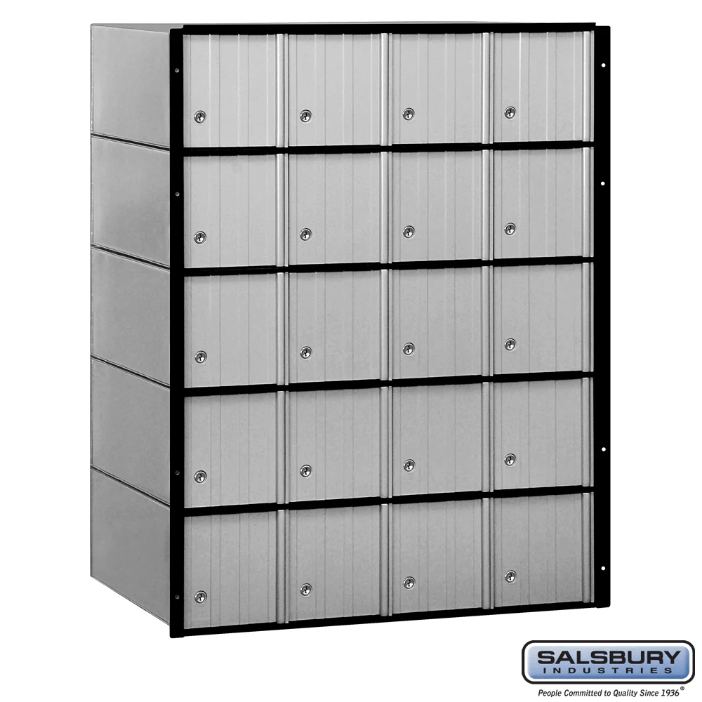 Aluminum Mailbox with 20 Doors - Rear Loading System