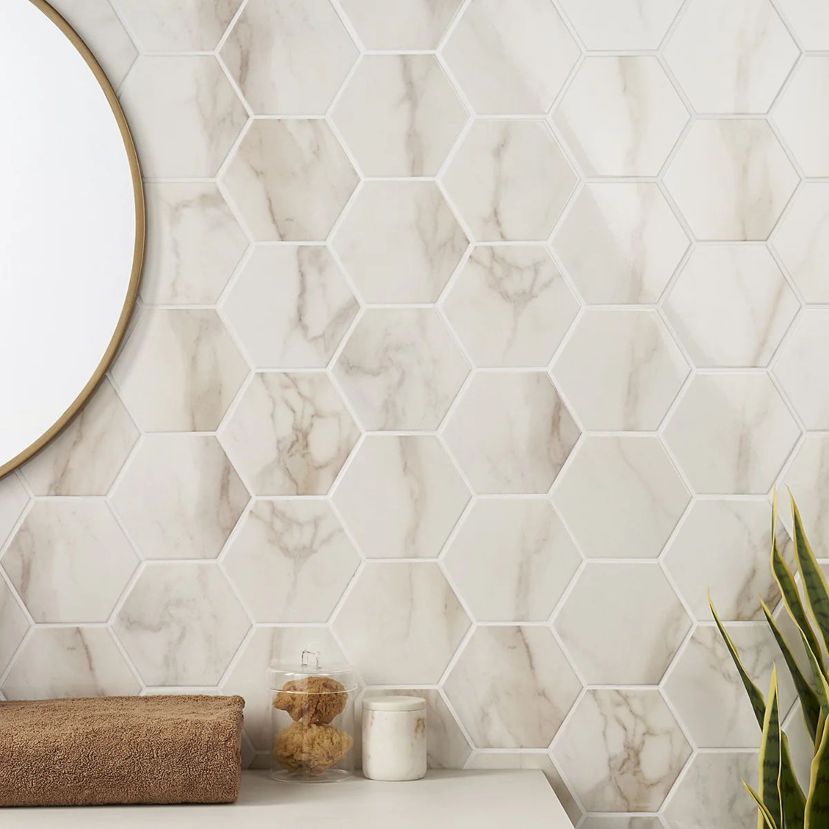 Amalfi Calacatta 6" Hexagon Polished Porcelain Tile - Lux Tile - Image 5