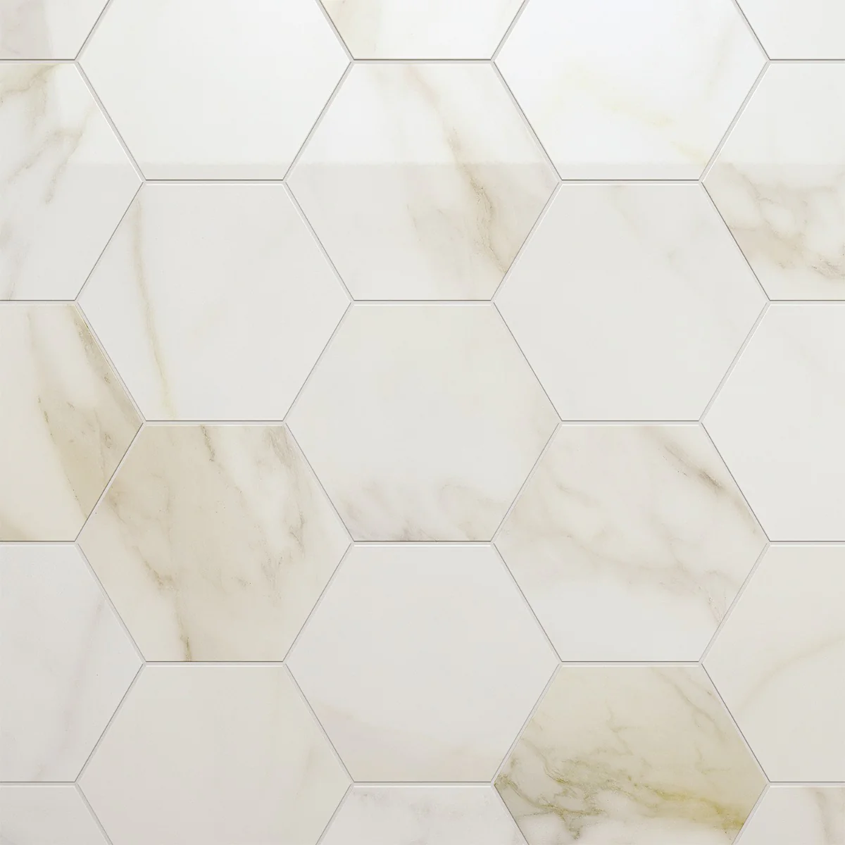 Amalfi Calacatta 6" Hexagon Polished Porcelain Tile - Lux Tile - Image 9