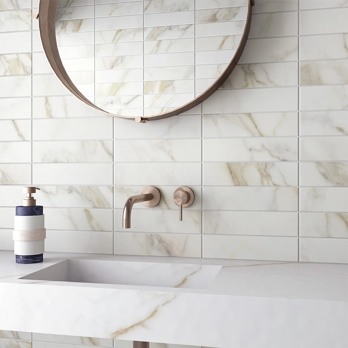 Amalfi Calacatta Matte Ceramic Subway Tile 3x12 - Lux Tile - Image 5