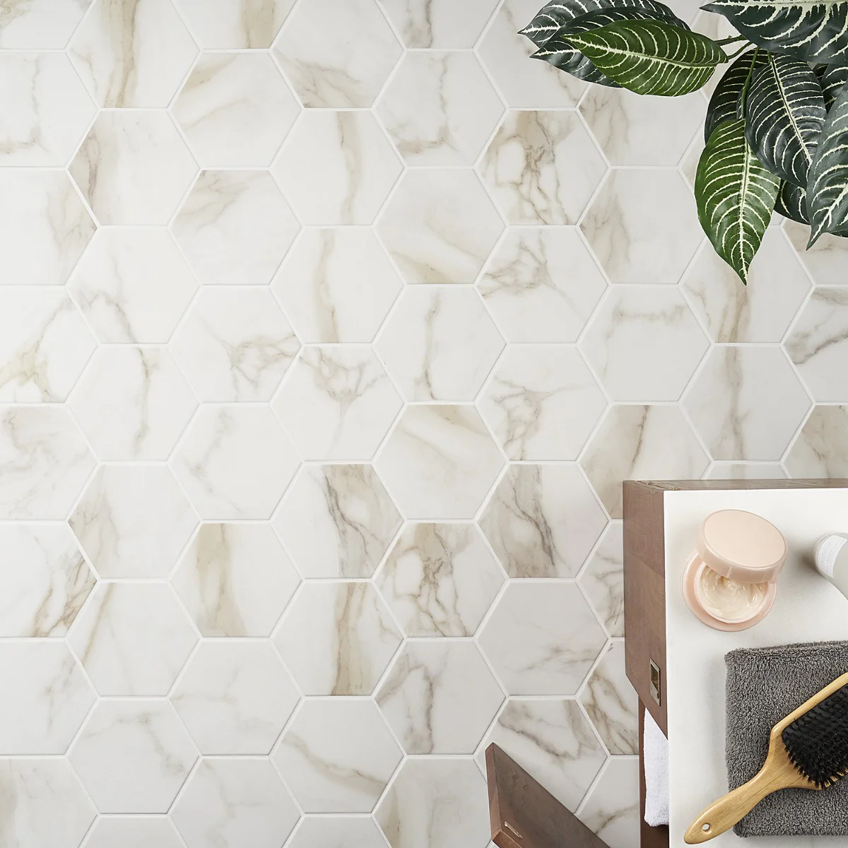 Amalfi Calacatta White 6" Hexagon Matte Porcelain Tile - Lux Tile - Image 2