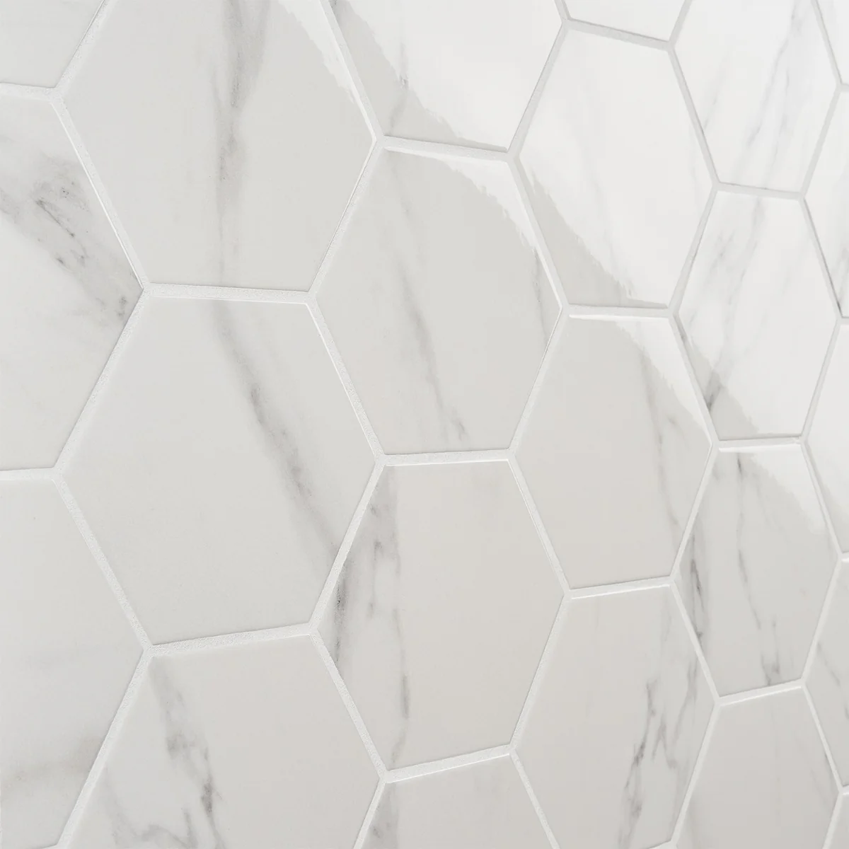 Amalfi Statuario White 6" Hexagon Polished Porcelain Tile - Lux Tile - Image 6