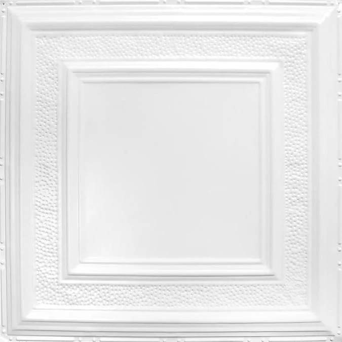 American Tin Ceilings 2-ft x 2-ft Bright White Satin Steel Surface-mount Ceiling Tile (5-Pack, 20-sq ft / Case)
