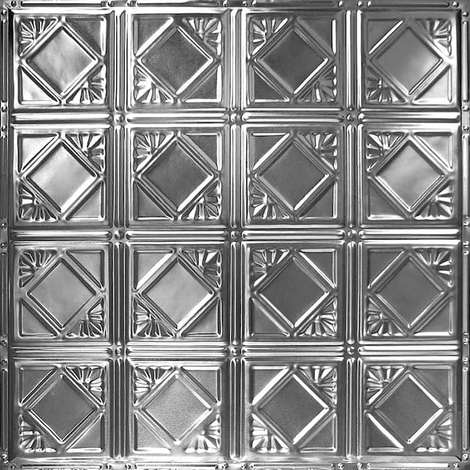 American Tin Ceilings 2-ft x 2-ft Brushed Satin Nickel Steel Surface-mount Ceiling Tile (5-Pack, 20-sq ft / Case)