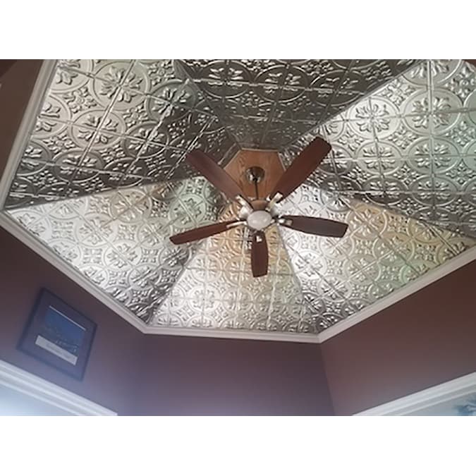 American Tin Ceilings 2-ft x 2-ft Brushed Satin Nickel Steel Surface-mount Ceiling Tile (5-Pack, 20-sq ft / Case) - Image 2