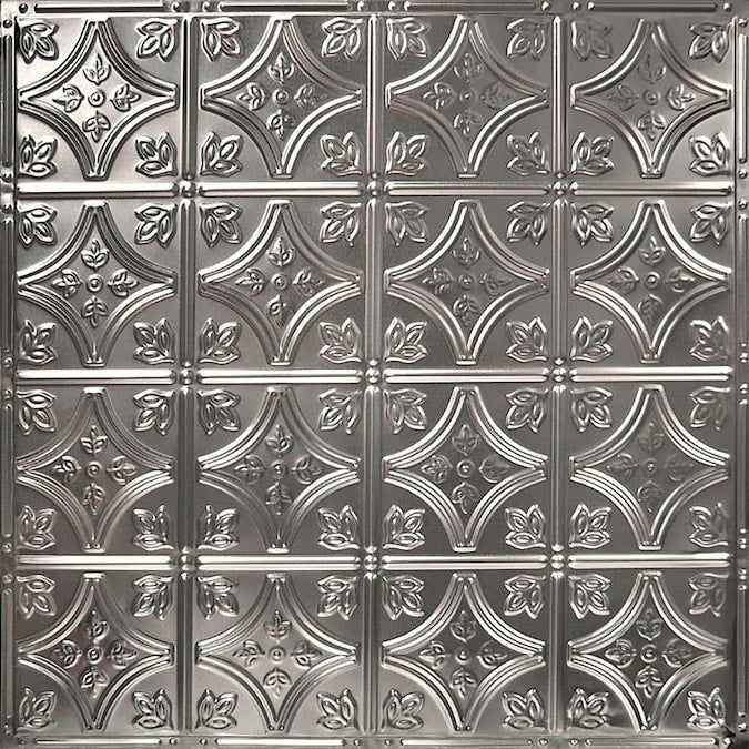 American Tin Ceilings 2-ft x 2-ft Stainless Steel Surface-mount Ceiling Tile (5-Pack, 20-sq ft / Case)