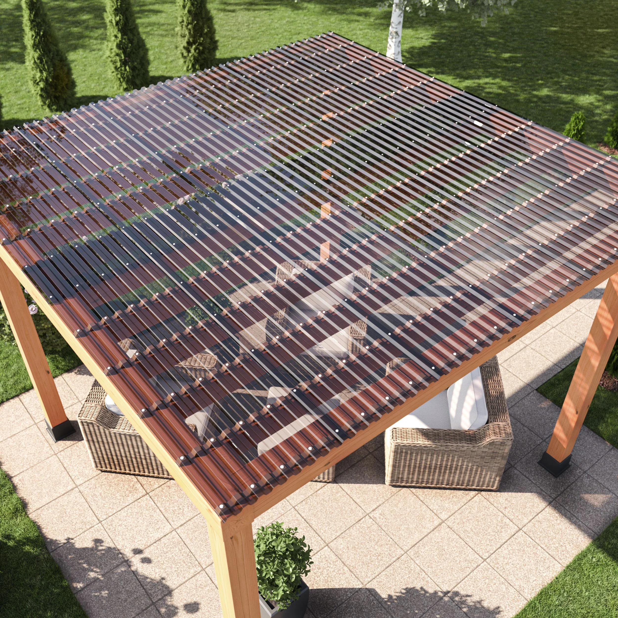 AmeriLux International CoverLite 2.16-ft x 8-ft Corrugated Smoke Polycarbonate Roof Panel - Image 2