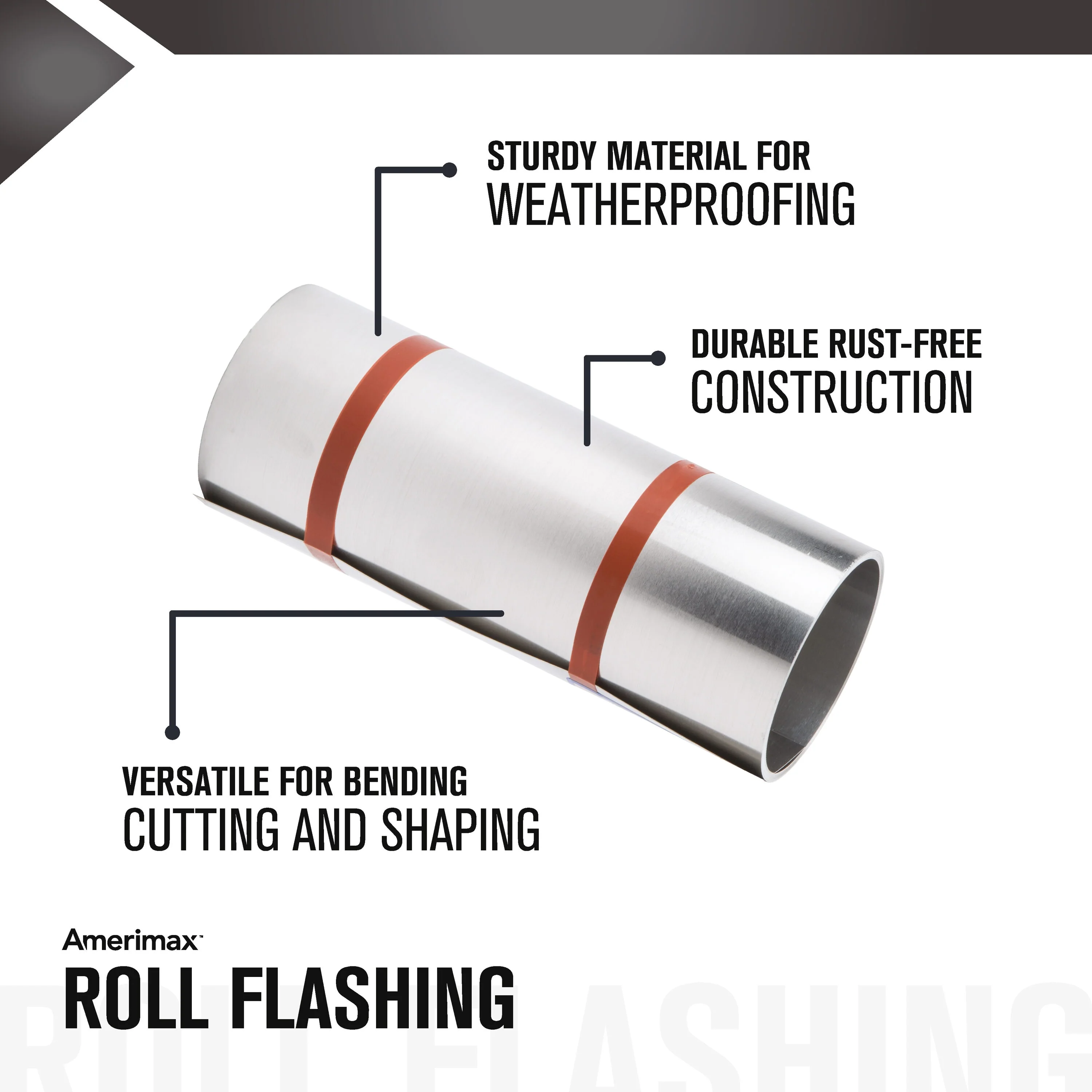 Amerimax 10-in x 10-ft Silver Galvanized Steel Roll Flashing, 0.01-in Thick - Image 2