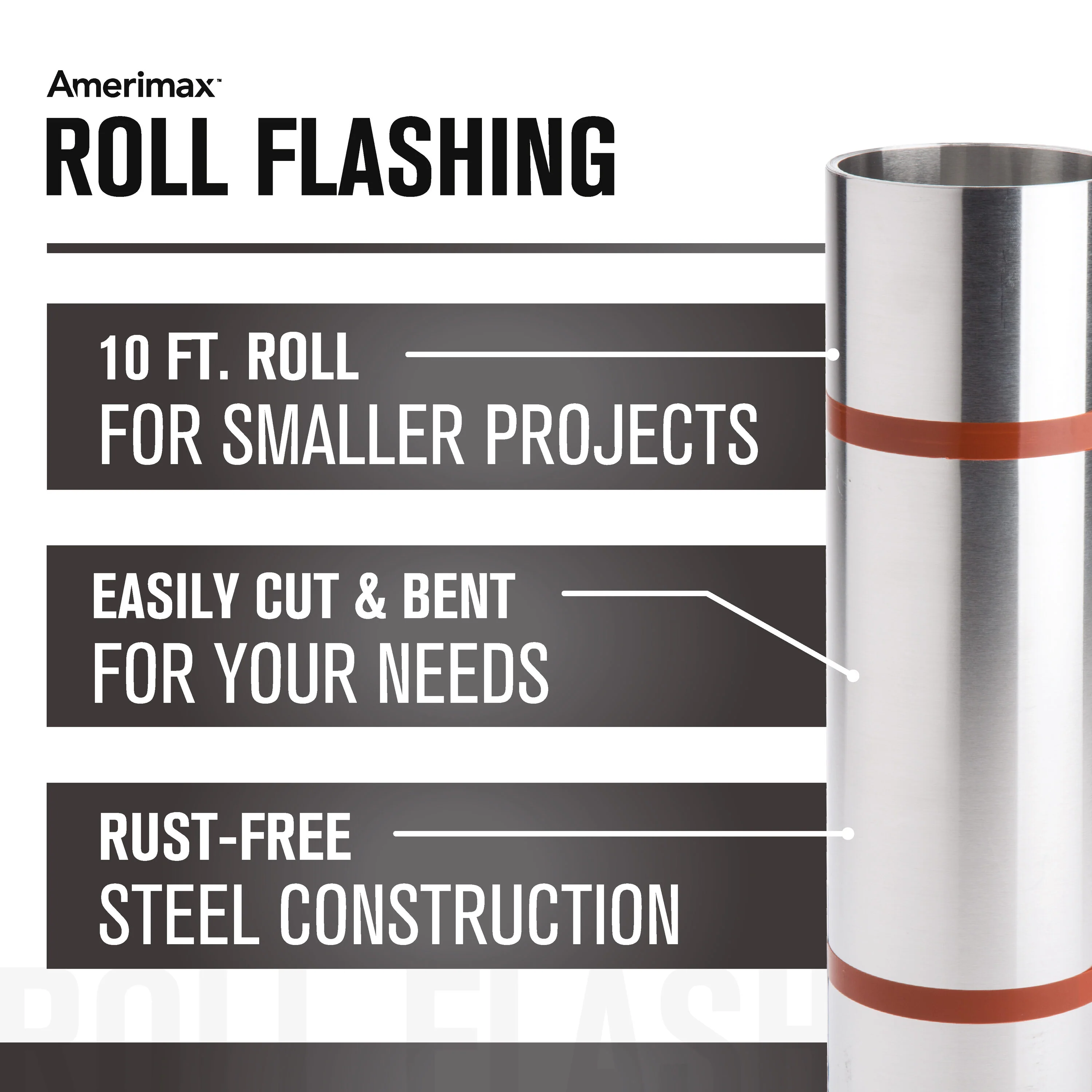 Amerimax 14-in x 10-ft Silver Galvanized Steel Roll Flashing - Image 4