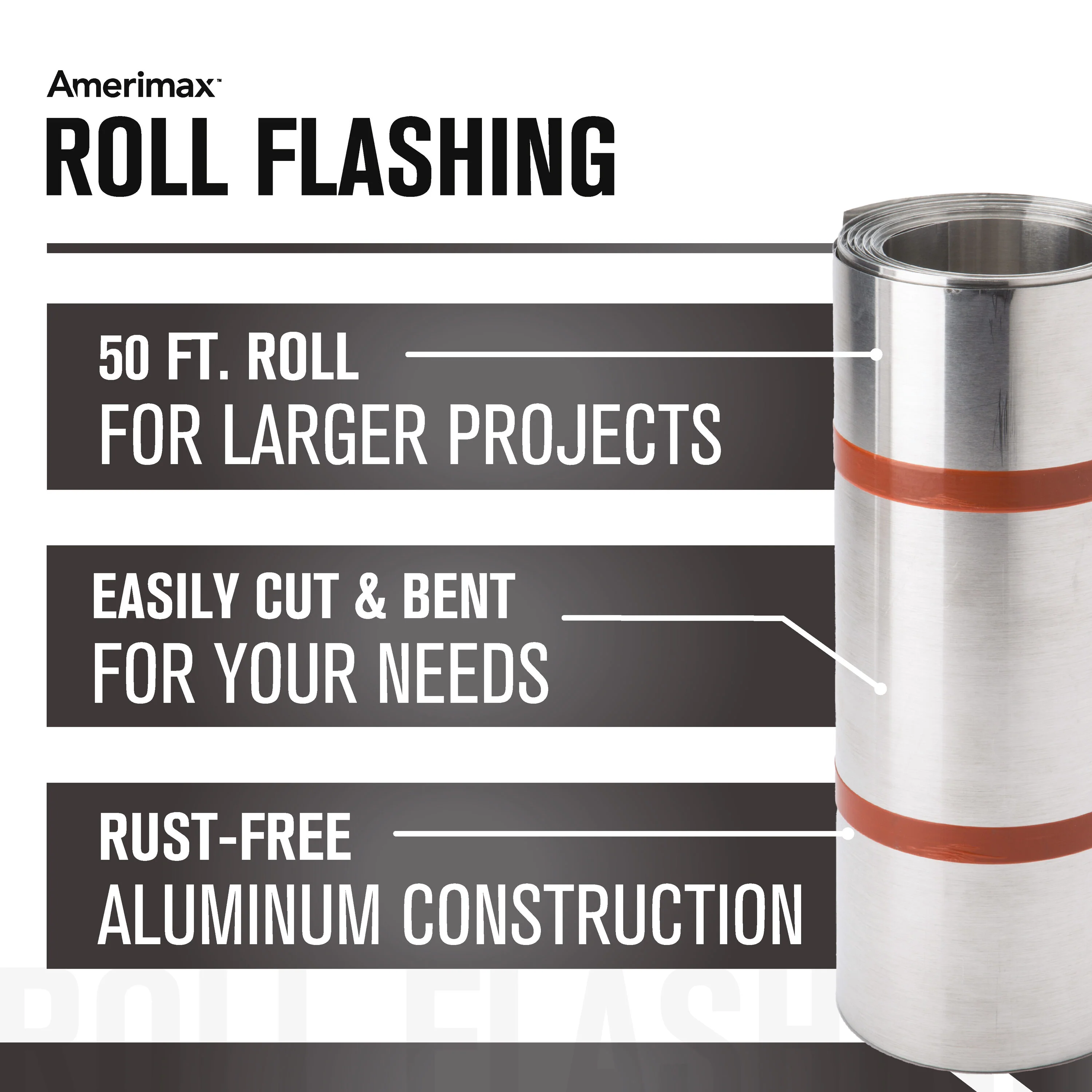 Amerimax 14-in x 50-ft Silver Aluminum Roll Flashing, Mill Finish - Image 4