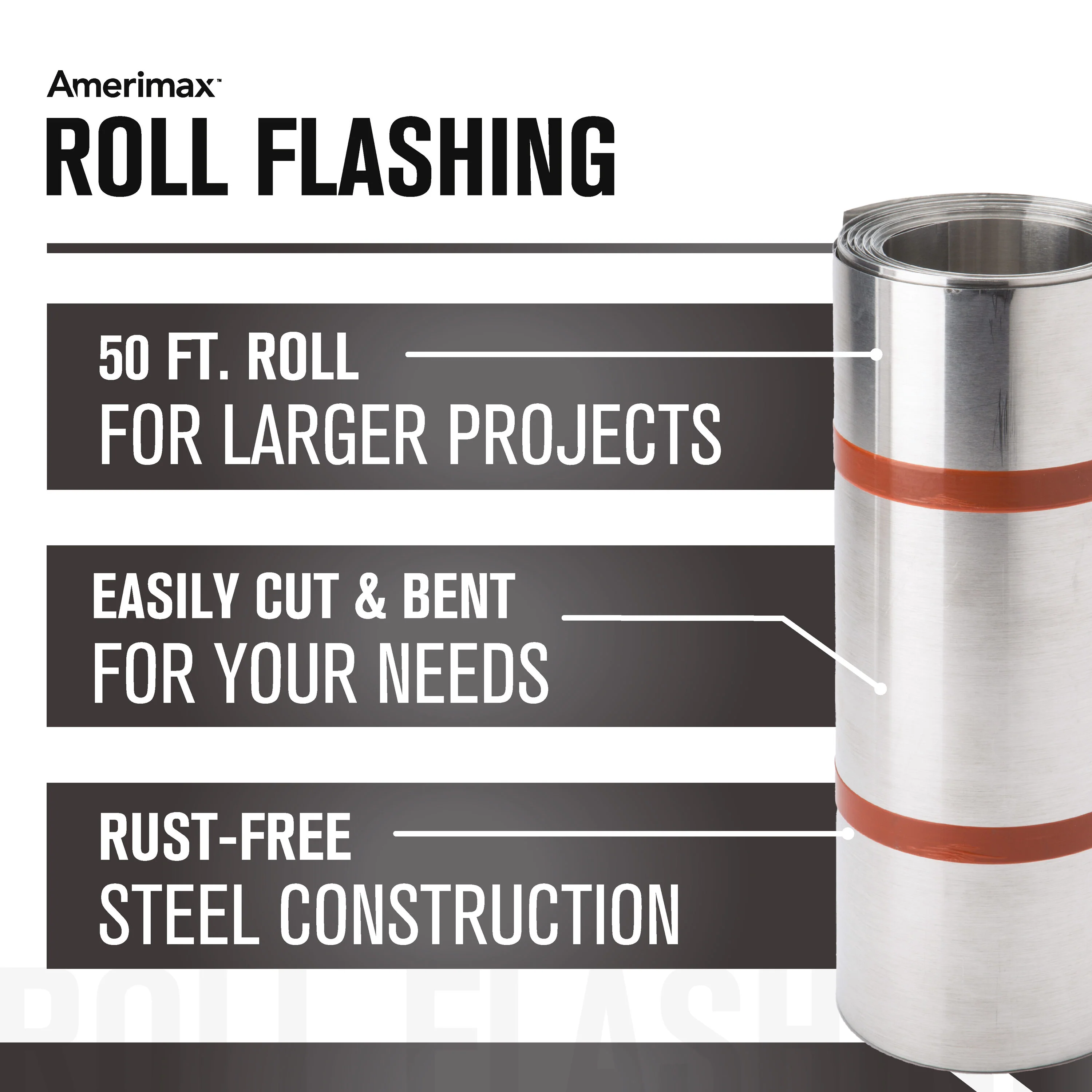 Amerimax 20-in x 50-ft Silver Galvanized Steel Roll Flashing - Image 4