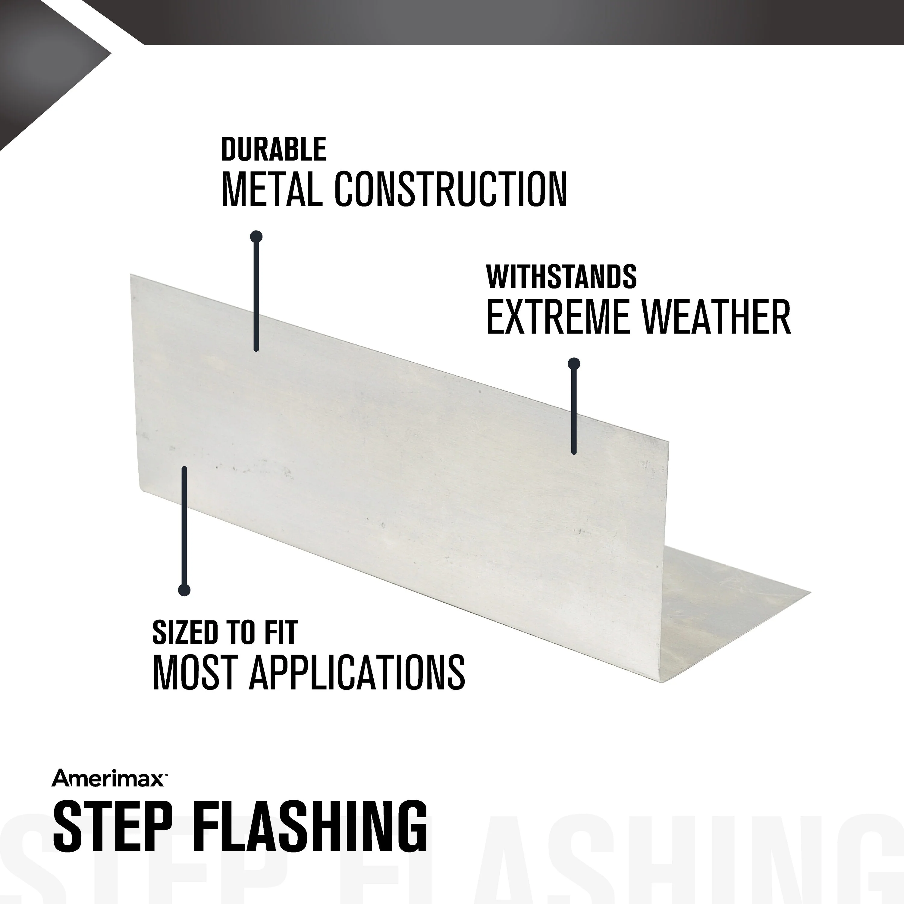 Amerimax 4-in x 8-in Silver Galvanized Steel Step Flashing - Image 3