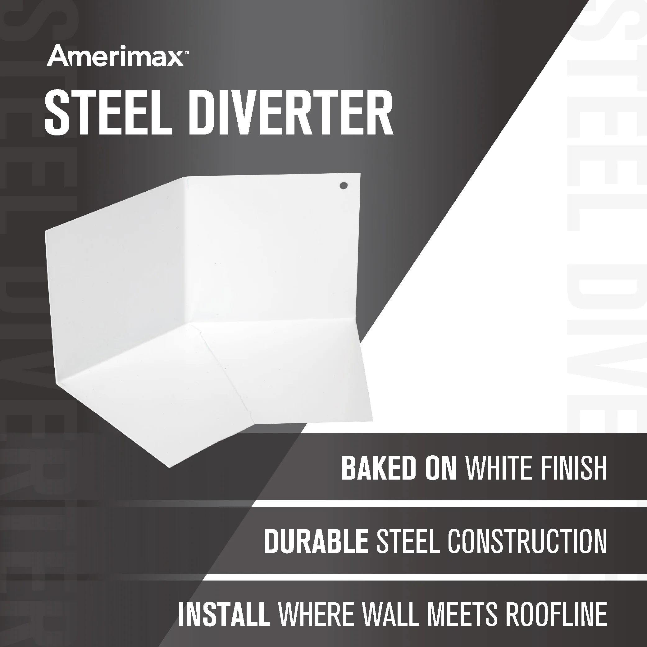 Amerimax 4-in x 8-in White Galvanized Steel Step Flashing Diverter - Image 3