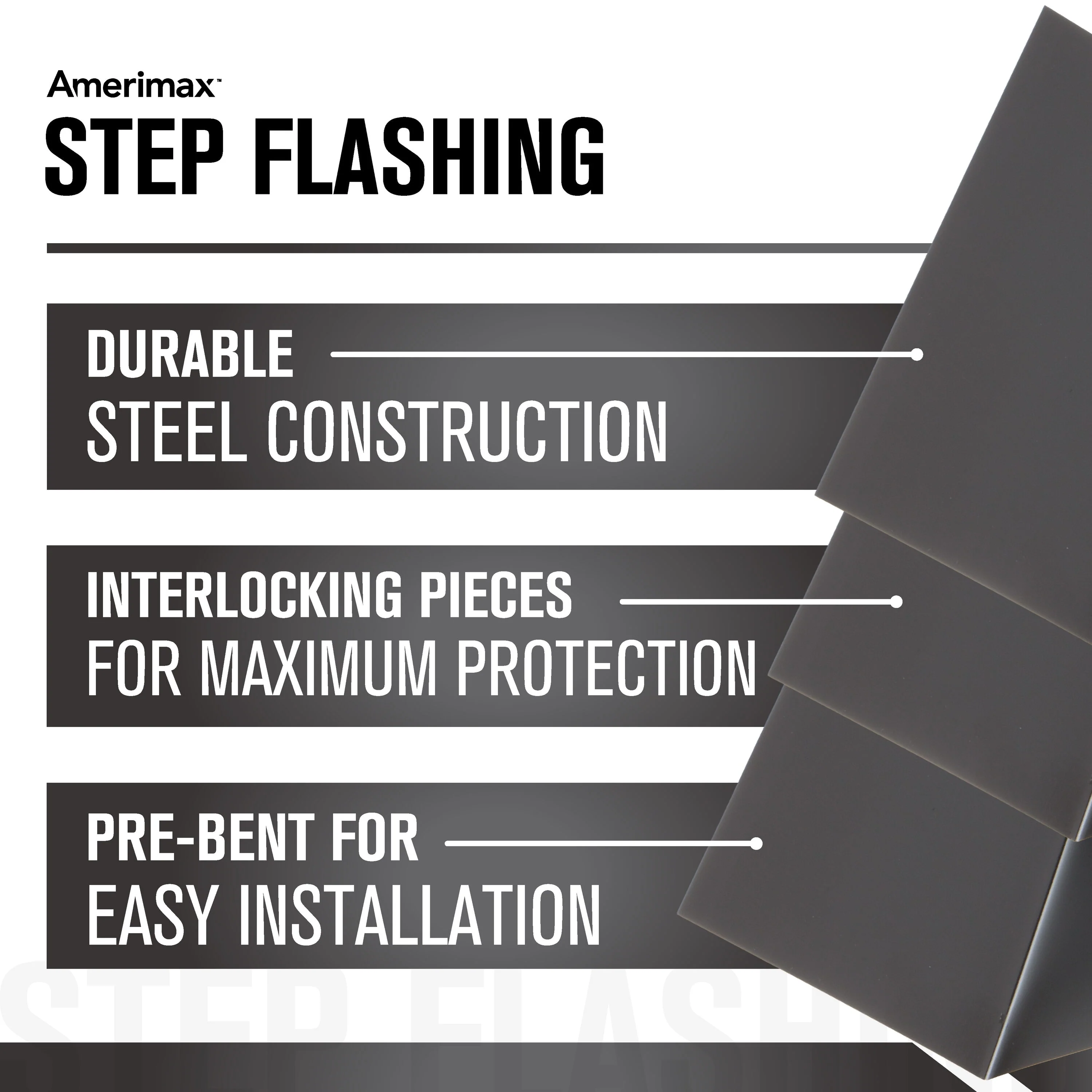 Amerimax 50-Pack 4-in x 8-in Black Galvanized Steel Step Flashing - Image 4