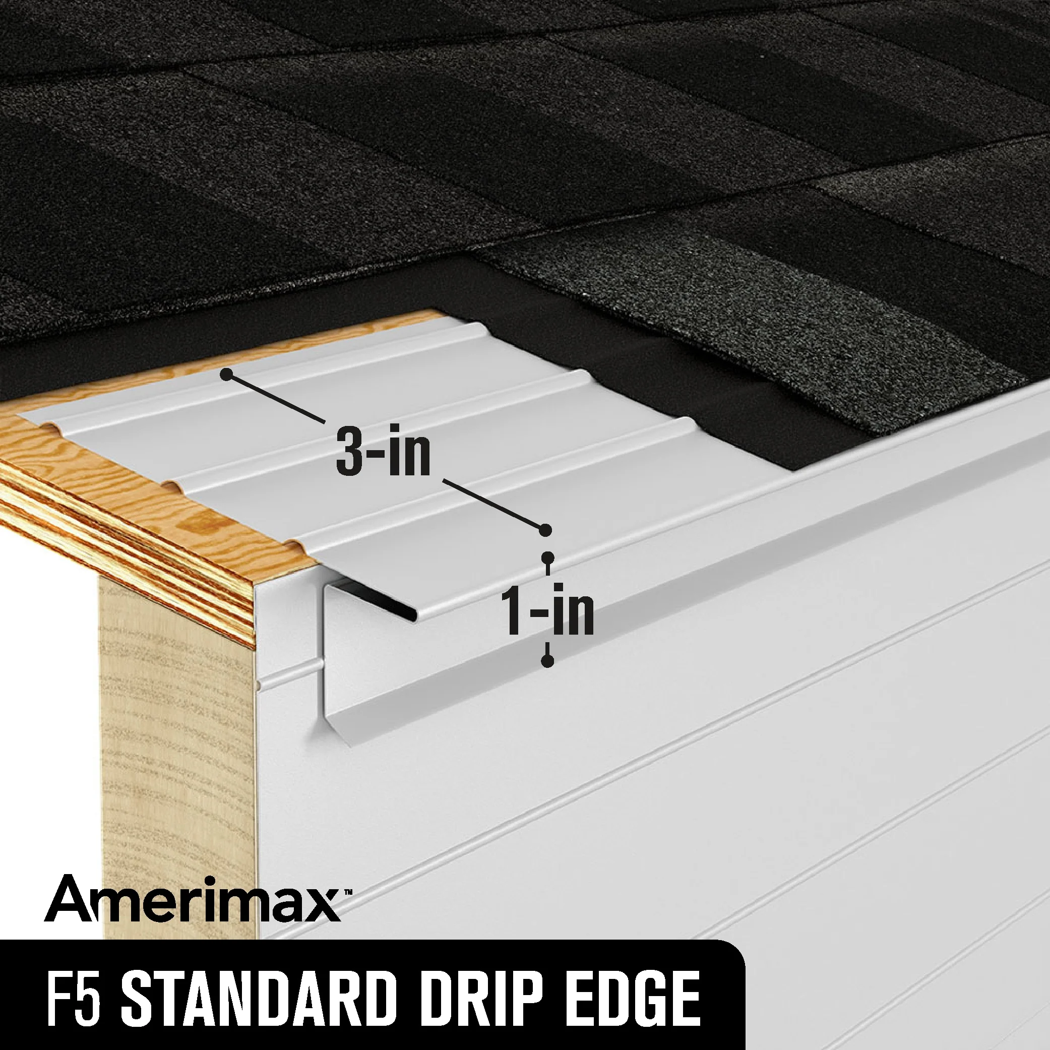 Amerimax F5 Standard Drip Edge, 2.88-in x 10-ft, Brown Aluminum - Image 3