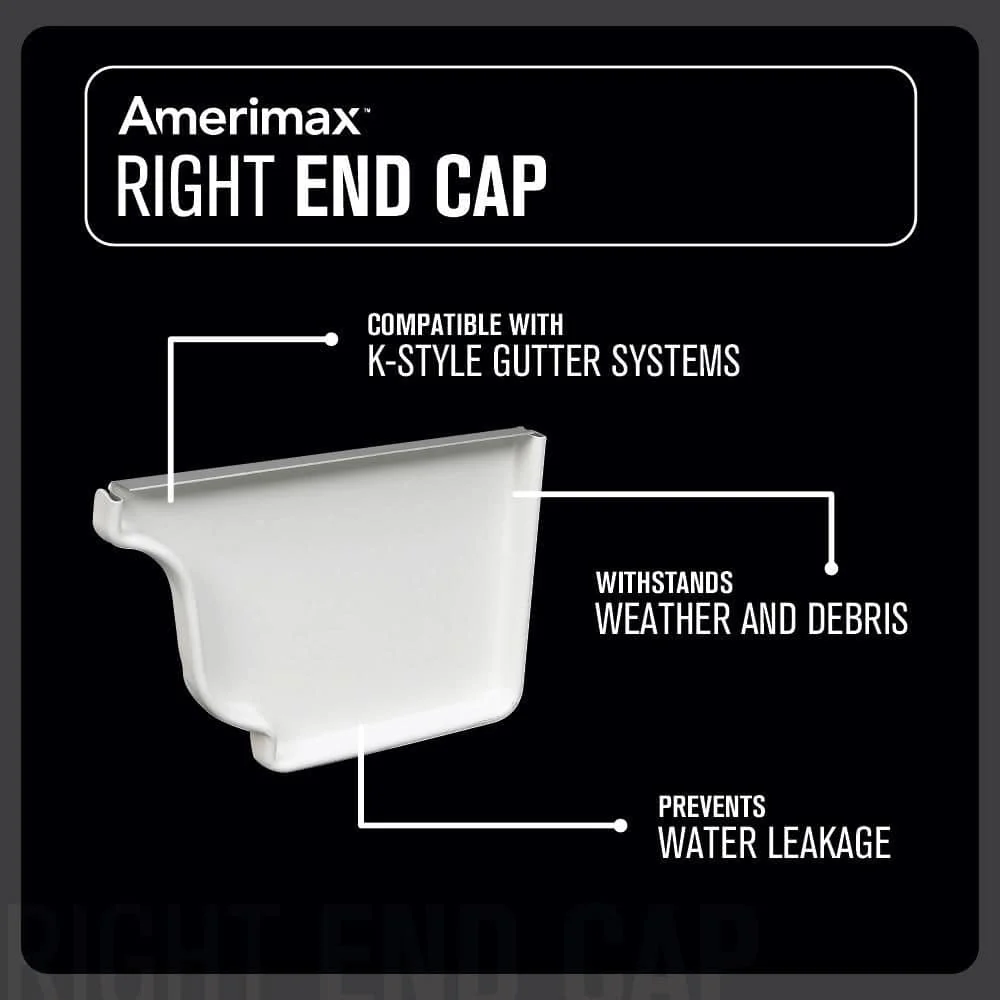 Amerimax Home Products 6 in. White Aluminum K-Style Right End Cap (Right End Cap) - Image 3