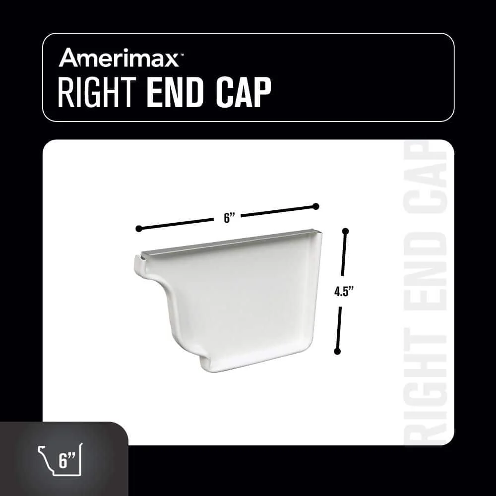 Amerimax Home Products 6 in. White Aluminum K-Style Right End Cap (Right End Cap) - Image 4