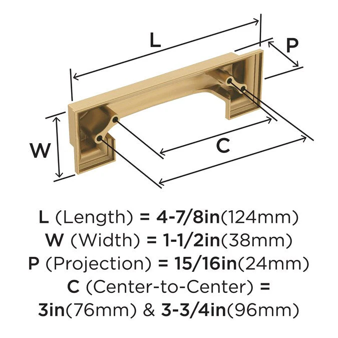 Amerock Appoint (128Mm or 160mm) Center to Center Dual Mount Rectangular Cup Drawer Pull - Image 3