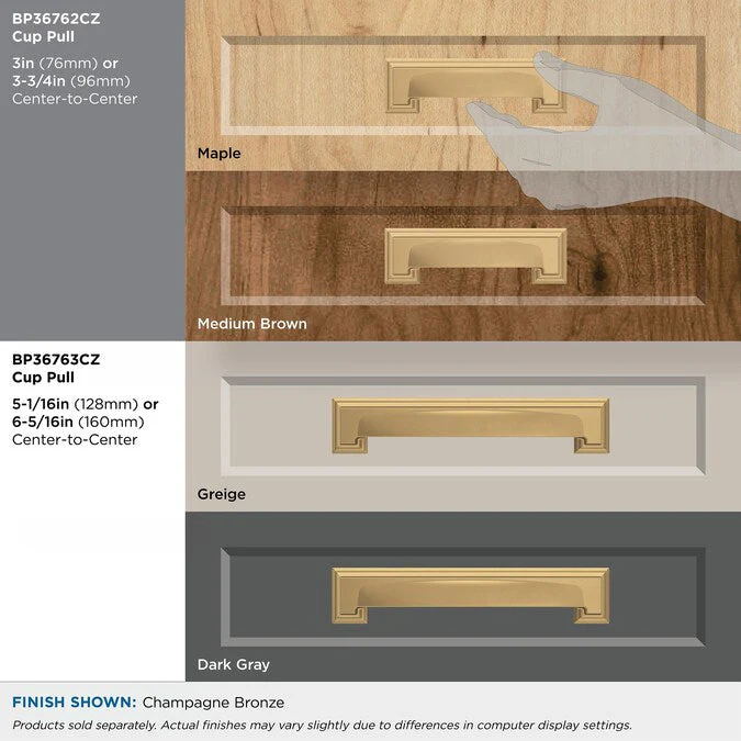 Amerock Appoint (128Mm or 160mm) Center to Center Dual Mount Rectangular Cup Drawer Pull - Image 9