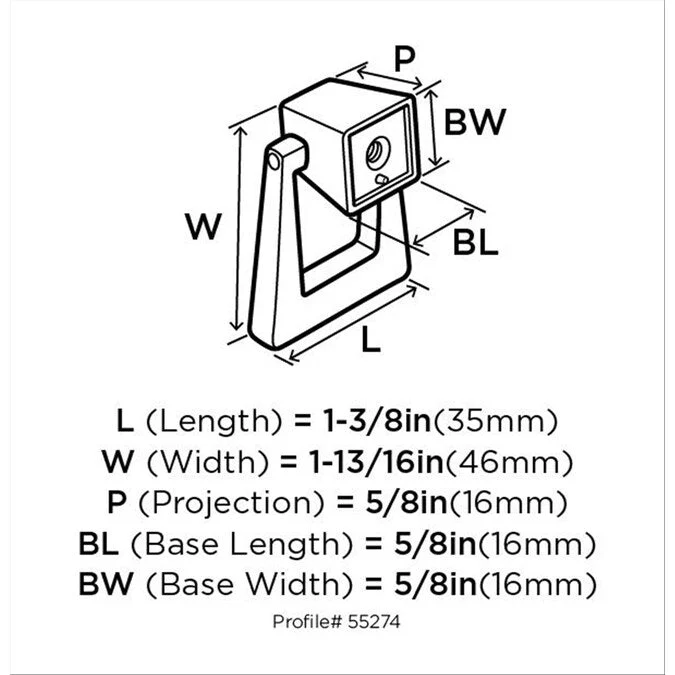 Amerock Blackrock 1-13/16-in (46mm) Center to Center Satin Nickel Triangular Pendant Drawer Pull - Image 3