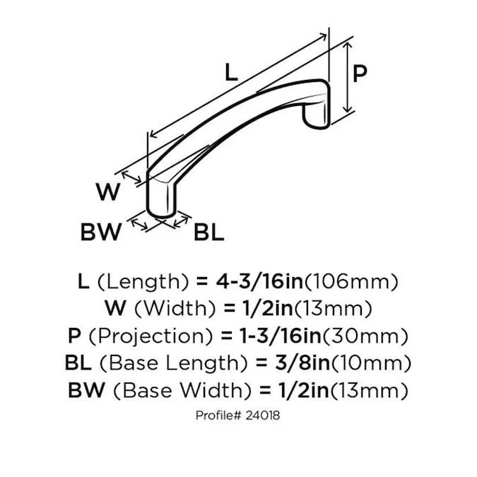 Amerock Essential'Z 6-5/16-in (160mm) Center to Center Satin Nickel Matte Arch Handle Drawer Pull - Image 7