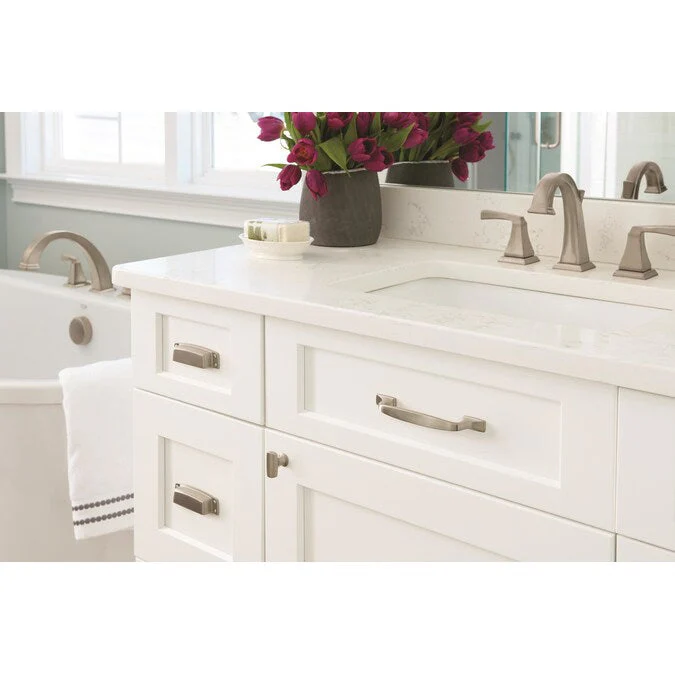 Amerock Highland Ridge 3-1/2-in (89mm) Center to Center Satin Nickel Rectangular Cup Drawer Pull - Image 4