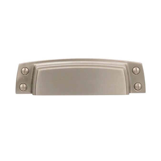 Amerock Highland Ridge 3-1/2-in (89mm) Center to Center Satin Nickel Rectangular Cup Drawer Pull - Image 6