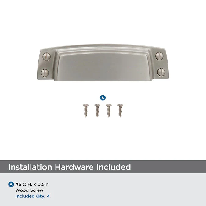 Amerock Highland Ridge 3-1/2-in (89mm) Center to Center Satin Nickel Rectangular Cup Drawer Pull - Image 7