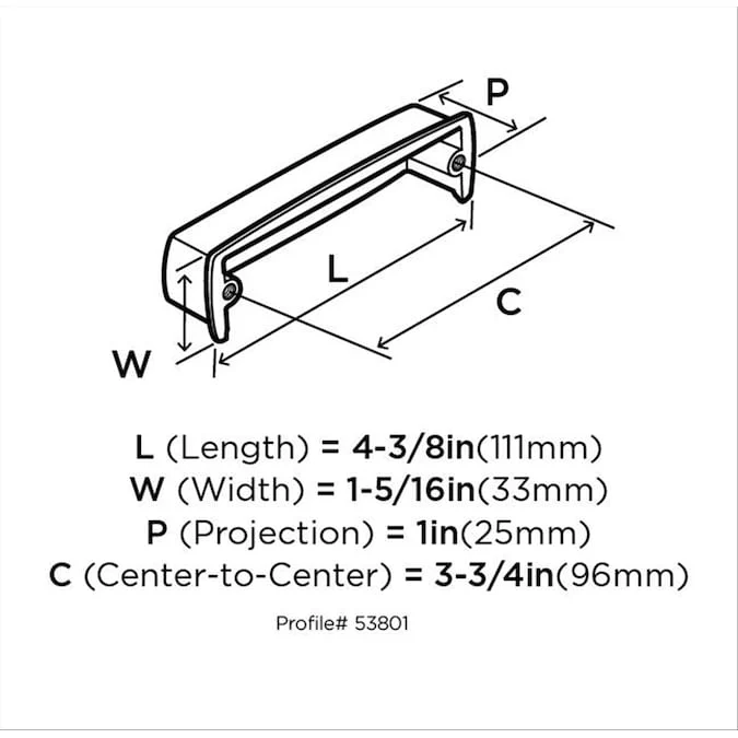 Amerock Kane 3-3/4-in (96mm) Center to Center Golden Champagne Rectangular Cup Drawer Pull - Image 3