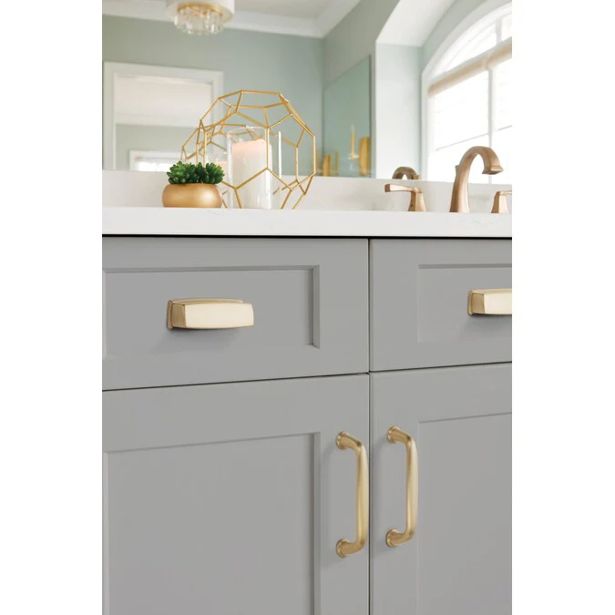 Amerock Kane 3-3/4-in (96mm) Center to Center Golden Champagne Rectangular Cup Drawer Pull - Image 4