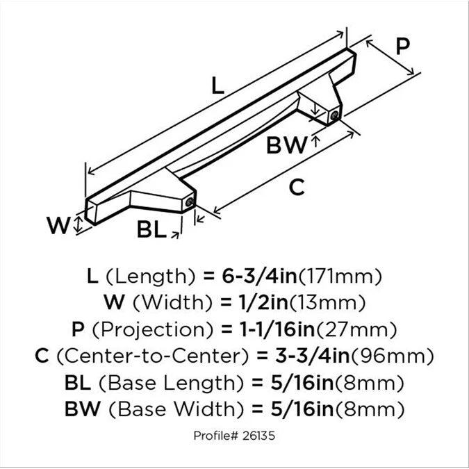 Amerock Sleek 3-3/4-in (96mm) Center to Center Satin Nickel Rectangular Bar Drawer Pull - Image 2