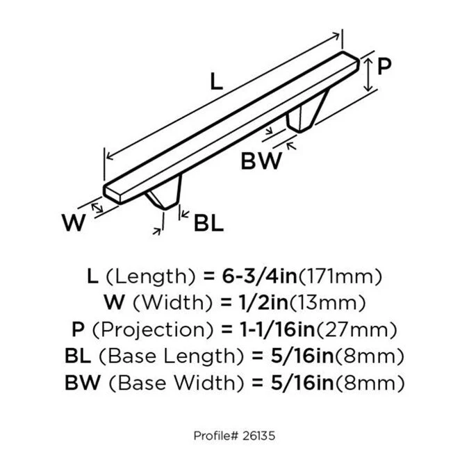 Amerock Sleek 3-3/4-in (96mm) Center to Center Satin Nickel Rectangular Bar Drawer Pull - Image 4