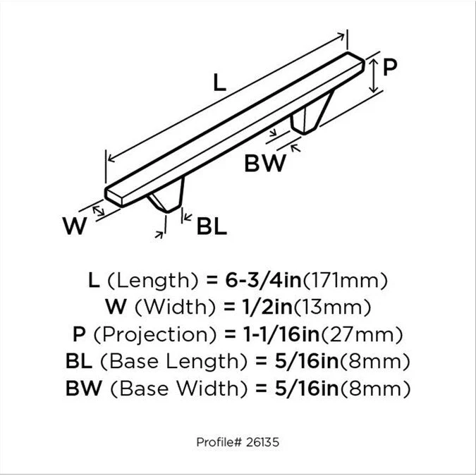 Amerock Sleek 3-3/4-in (96mm) Center to Center Satin Nickel Rectangular Bar Drawer Pull - Image 8