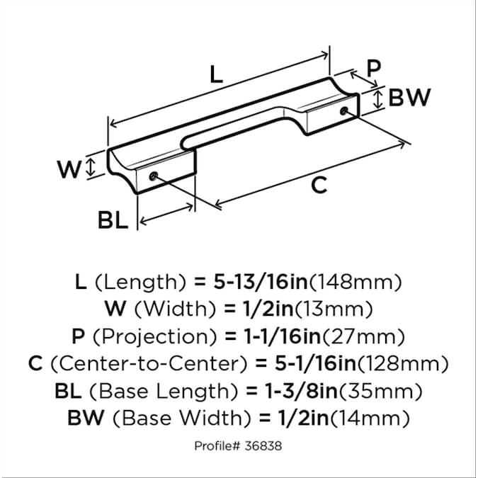 Amerock Status (128mm) Center to Center Rectangular Bar Drawer Pull - Image 3