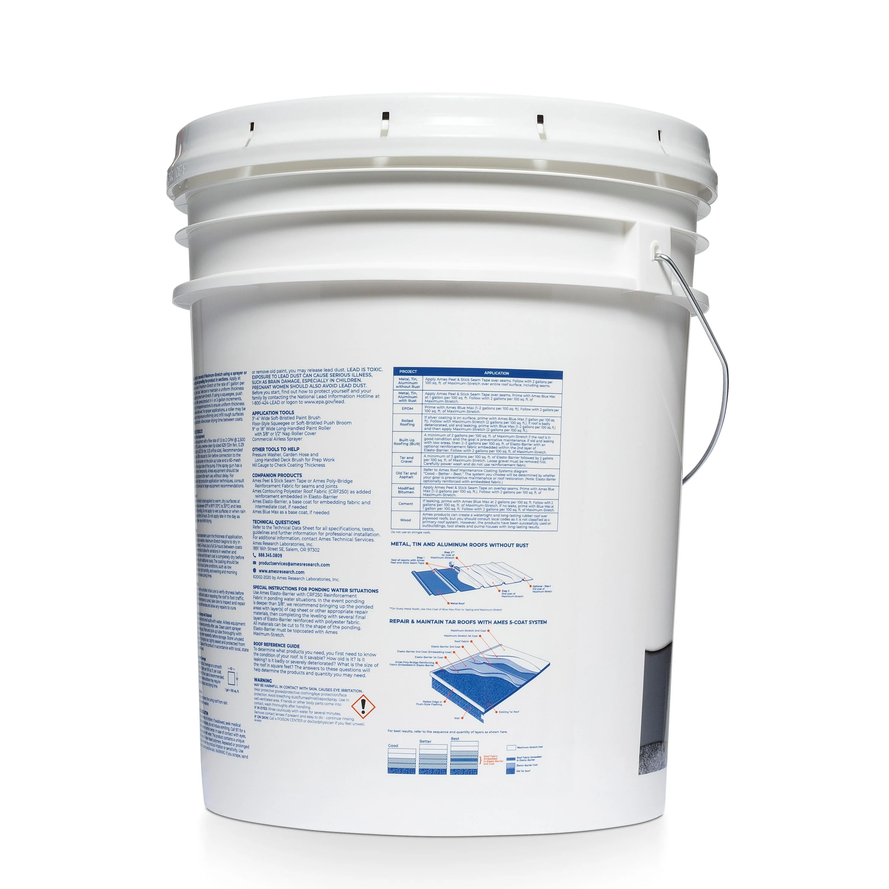 AMES Maximum Stretch 5-Gallon White Elastomeric Reflective Roof Coating & Sealant, 1-Year Limited Warranty - Image 2