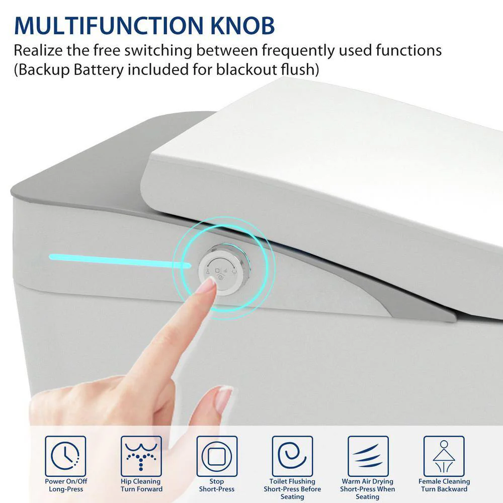 Amucolo 1-Piece Smart Bidet Toilet with Heated Seat & Auto Sensor Flush in White - Image 9
