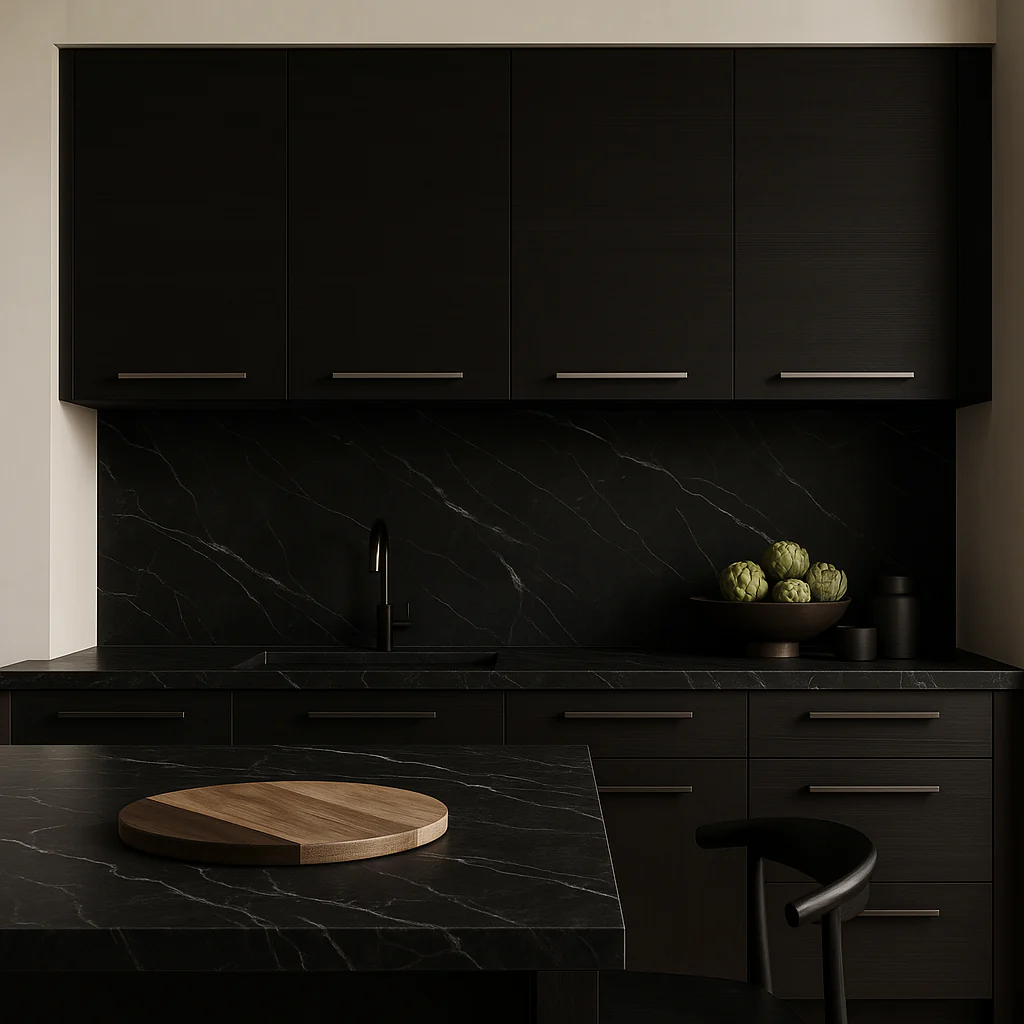 Amucolo Black Wood Wall Kitchen Cabinet with Shelves and 4-Doors, 47.2 in. W x 13.1 in. D x 23.6 in. H - Image 3
