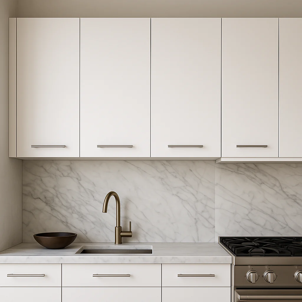 Amucolo White Wall Kitchen Cabinet with Shelves and Four Doors - 47.2 in. W x 13.1 in. D x 23.6 in. H - Image 3