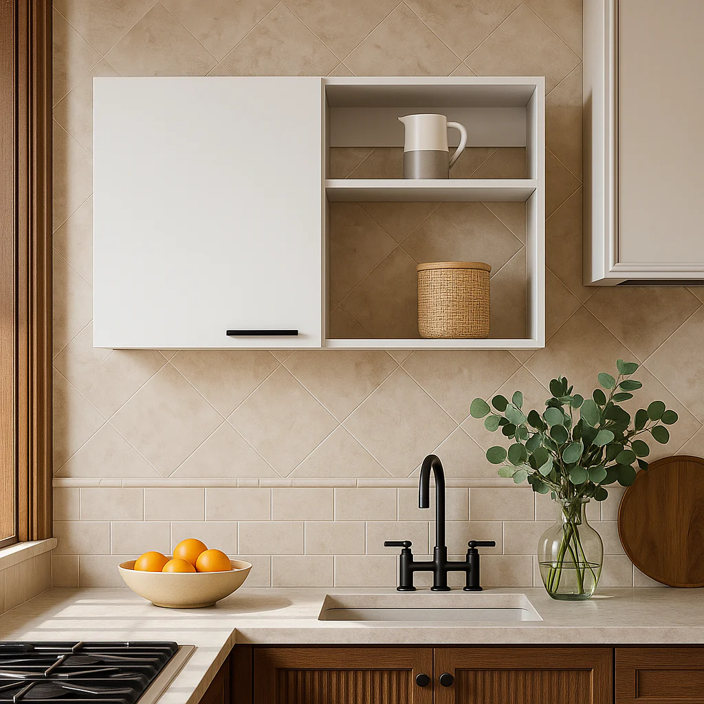 Amucolo White Wood Wall Kitchen Cabinet - 39.37 in. W x 15.75 in. D x 23.62 in. H - Image 4