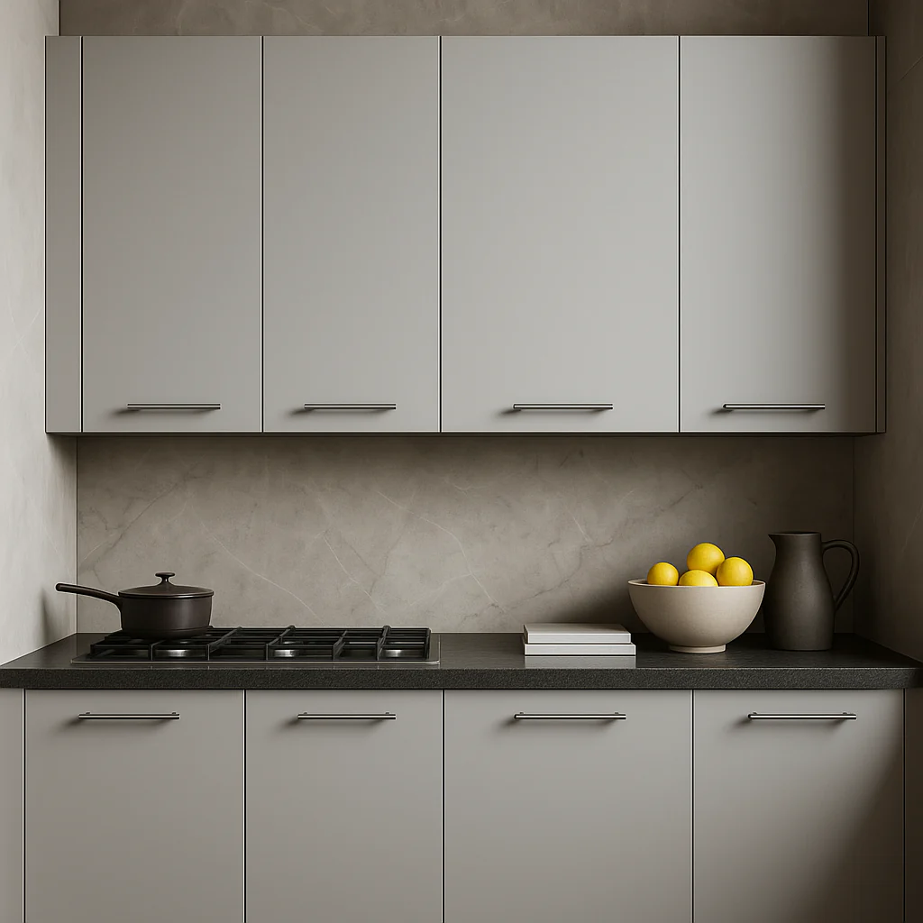 Amucolo White Wood Wall Kitchen Cabinet with Shelves and Four Doors - Image 4